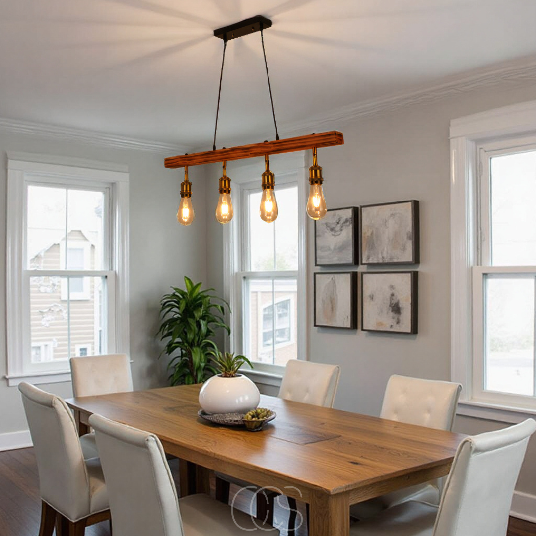 Opertsa - Ceiling lamp 4 lights - multi-light ceiling lamp wood & metal