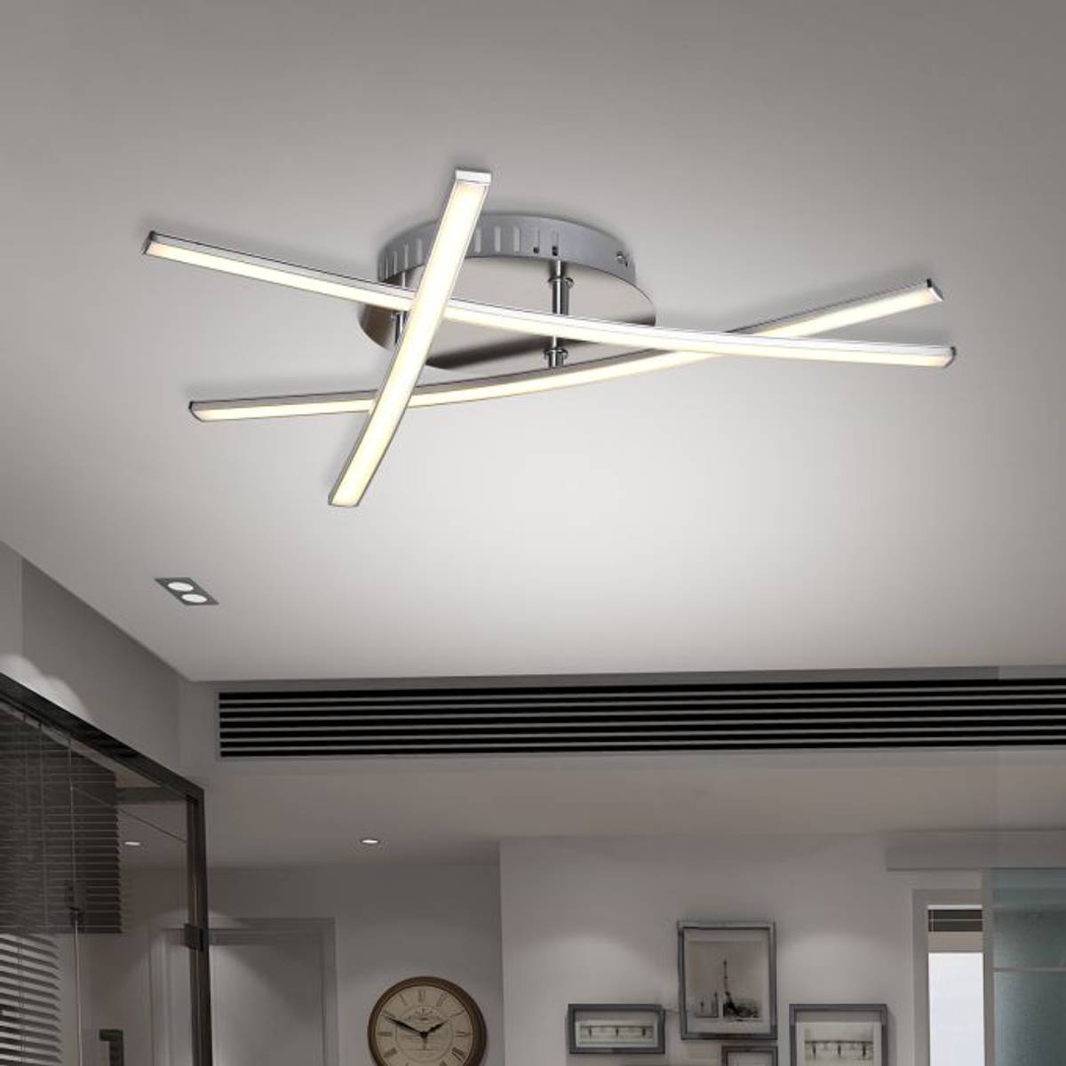Opertsa - LED Ceiling Lamp Triangular - Satin Nickel Design Lamp