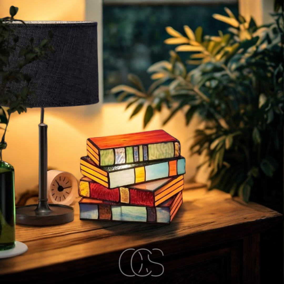Opertsa - Mosaic Book Lamp - Wireless Tiffany Table Lamp
