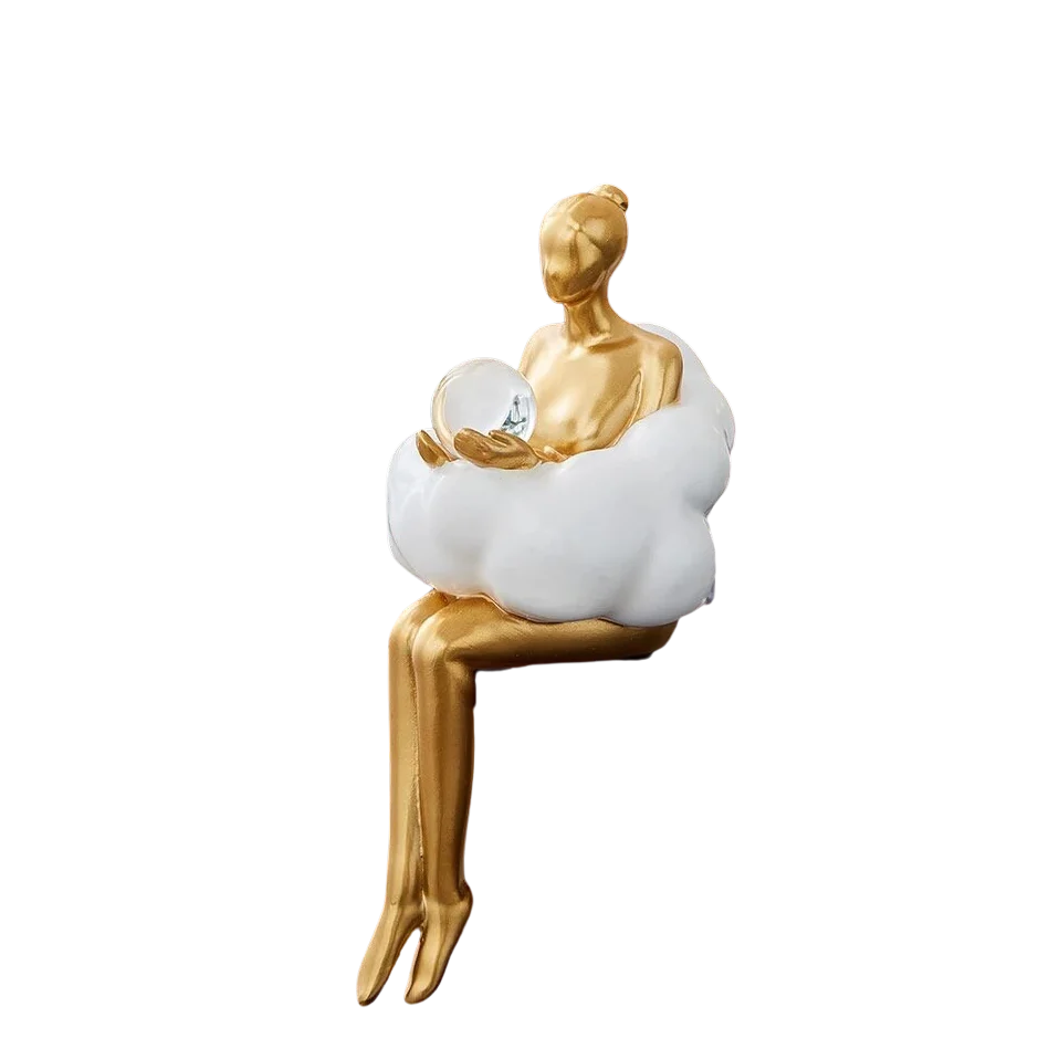 Opertsa - Reading Woman on Cloud Sculpture - Resin Art Object