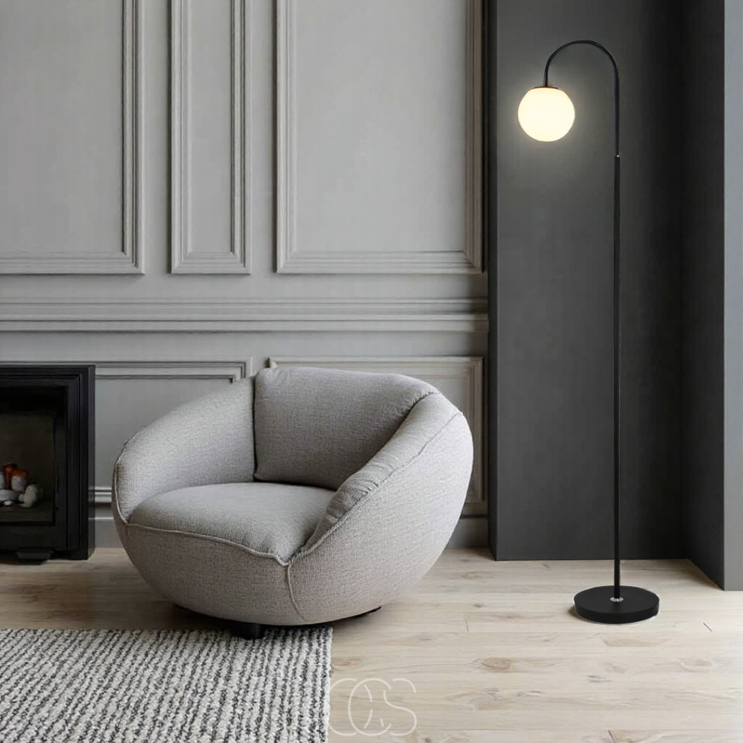 Opertsa - Standing lamp with globe - Metal & Glass floor lamp