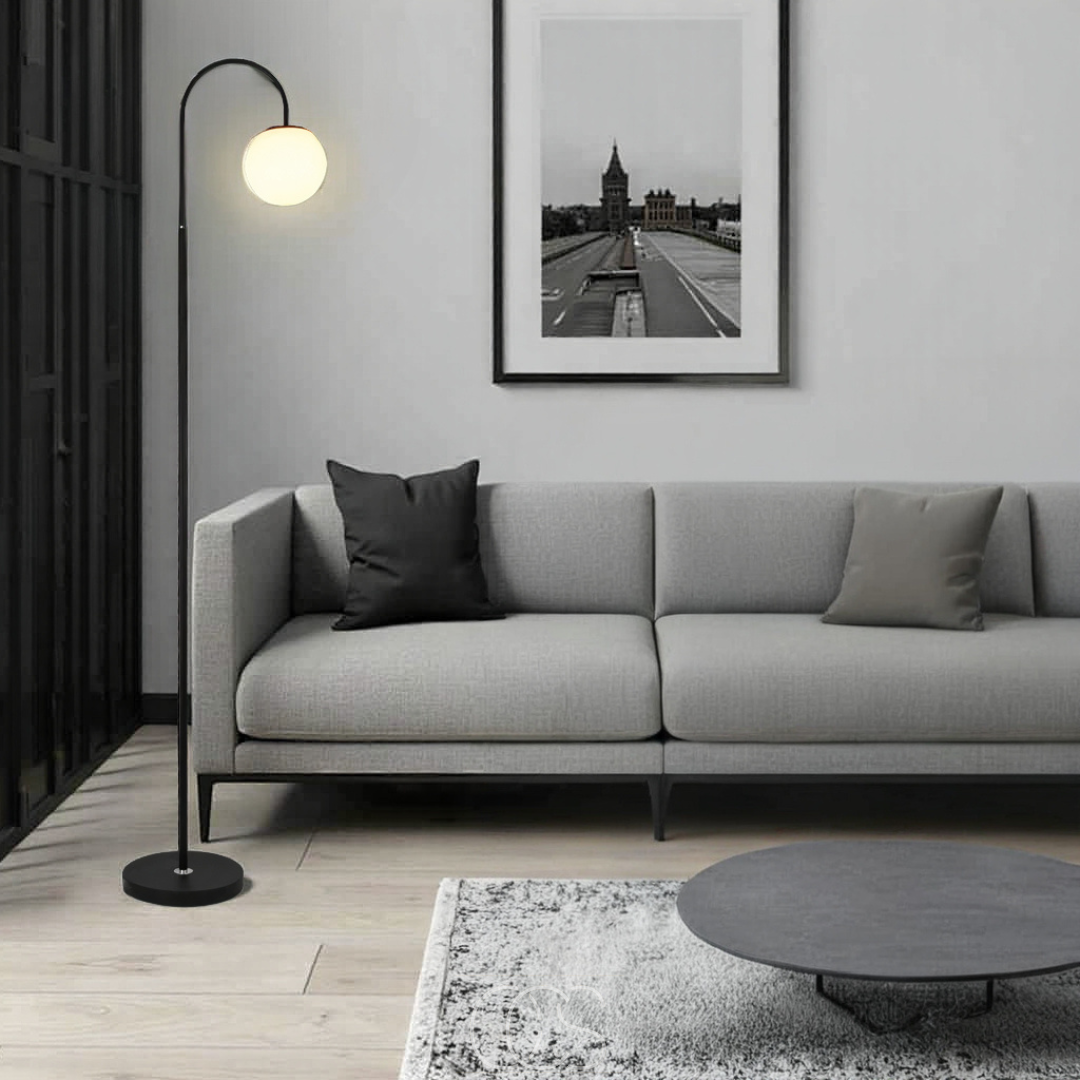 Opertsa - Standing lamp with globe - Metal & Glass floor lamp