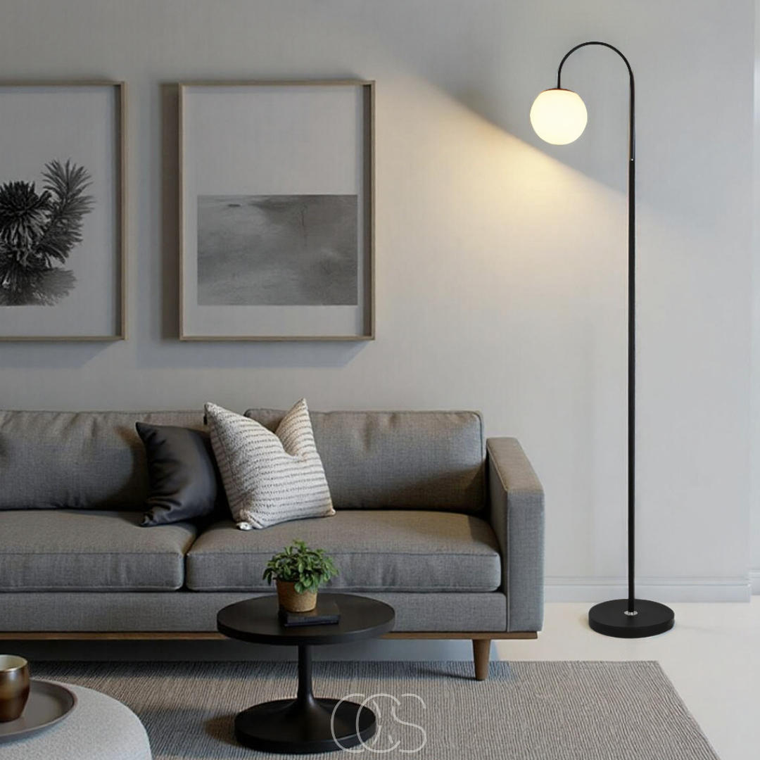 Opertsa - Standing lamp with globe - Metal & Glass floor lamp