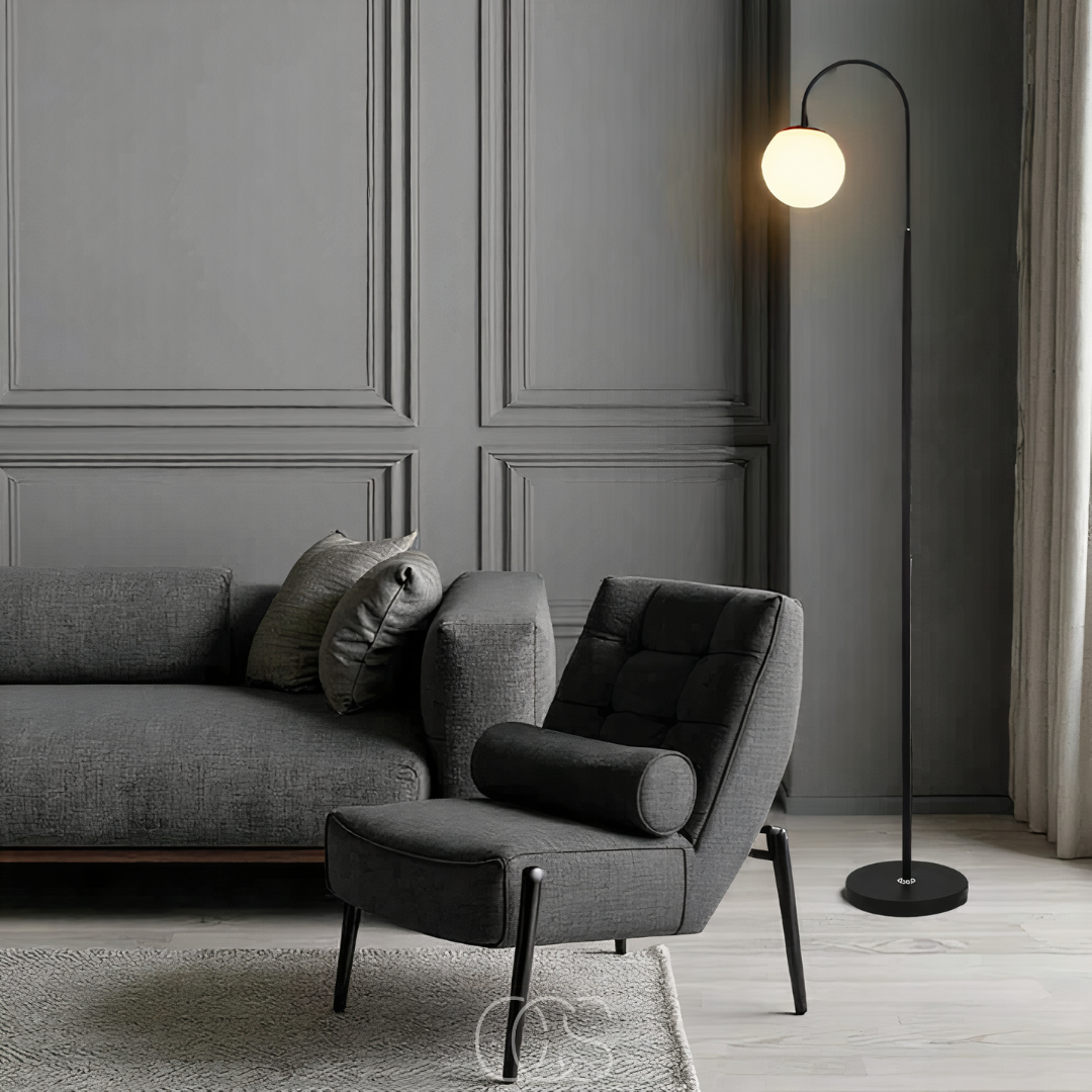 Opertsa - Standing lamp with globe - Metal & Glass floor lamp