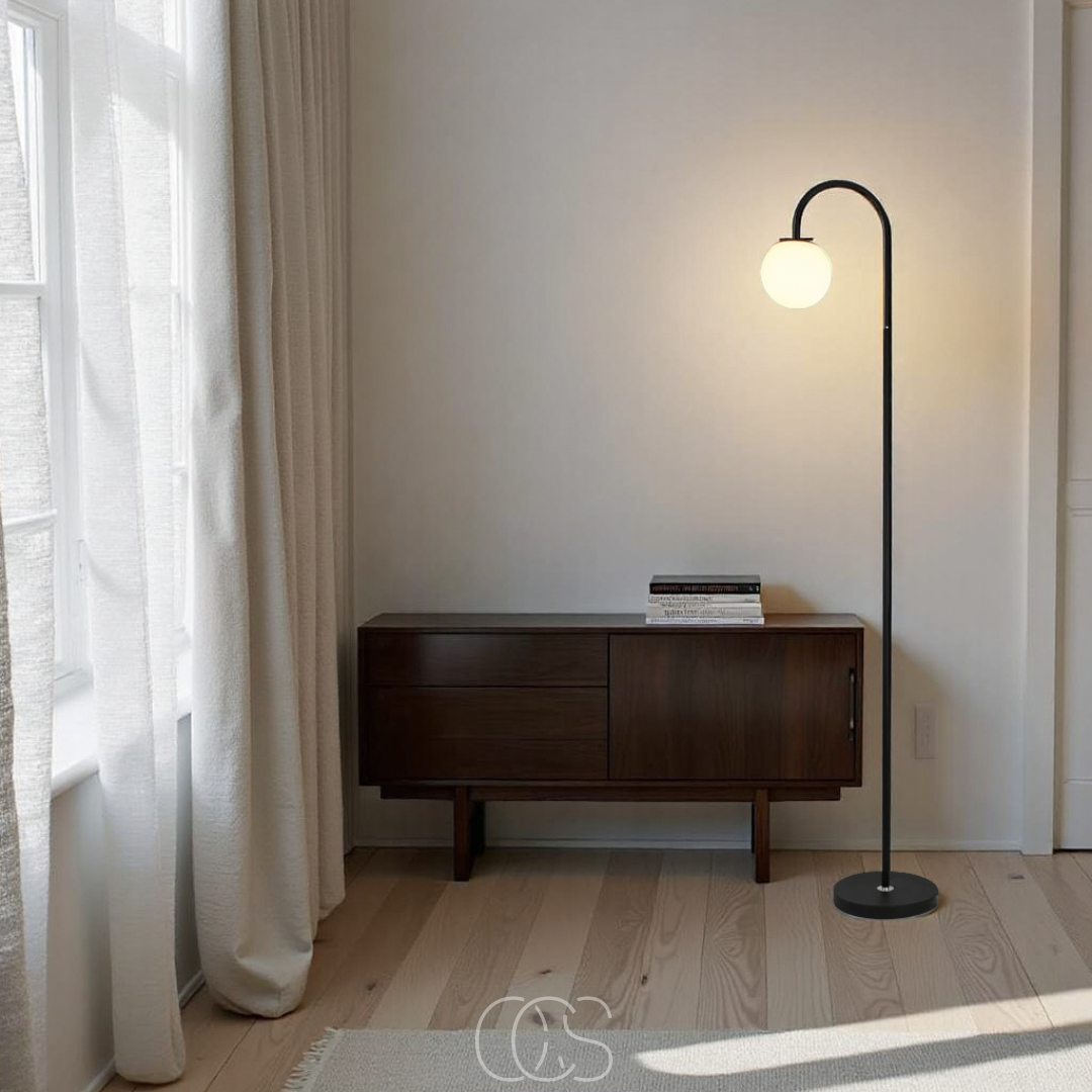 Opertsa - Standing lamp with globe - Metal & Glass floor lamp