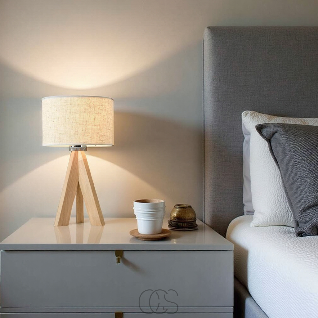 Opertsa - Table Lamp - Natural Wood and Fabric Shade