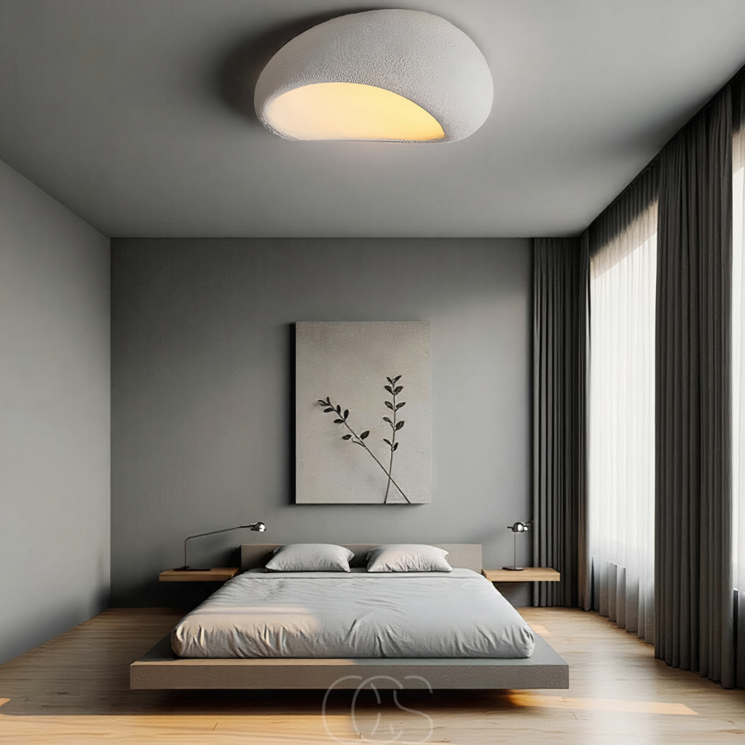 Opertsa - Wabi-Sabi Fabric Ceiling Lamp - Polyform & Resin