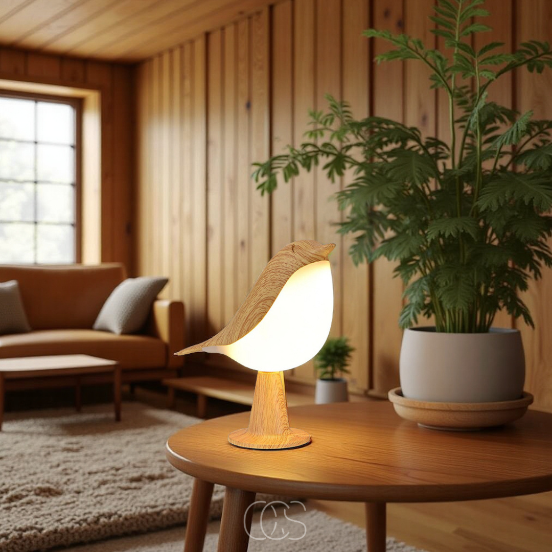 Opertsa - Wooden Bird Lamp - Wireless Table Lamp with Warm Light