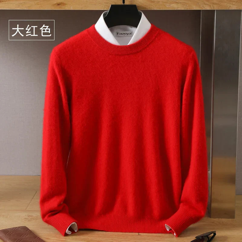 Leonard: Luxus 100% reiner Kaschmirpullover | Japanisch gestrickt - Rundhalsausschnitt Pullover