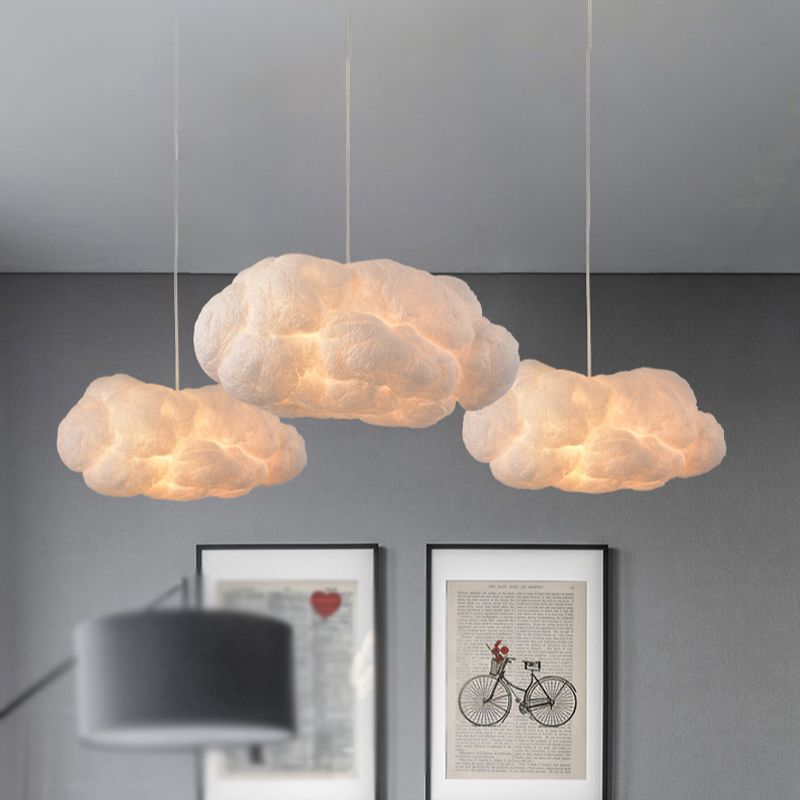 Lámpara colgante LED de nube de diseño Minori PVC/algodón blanco