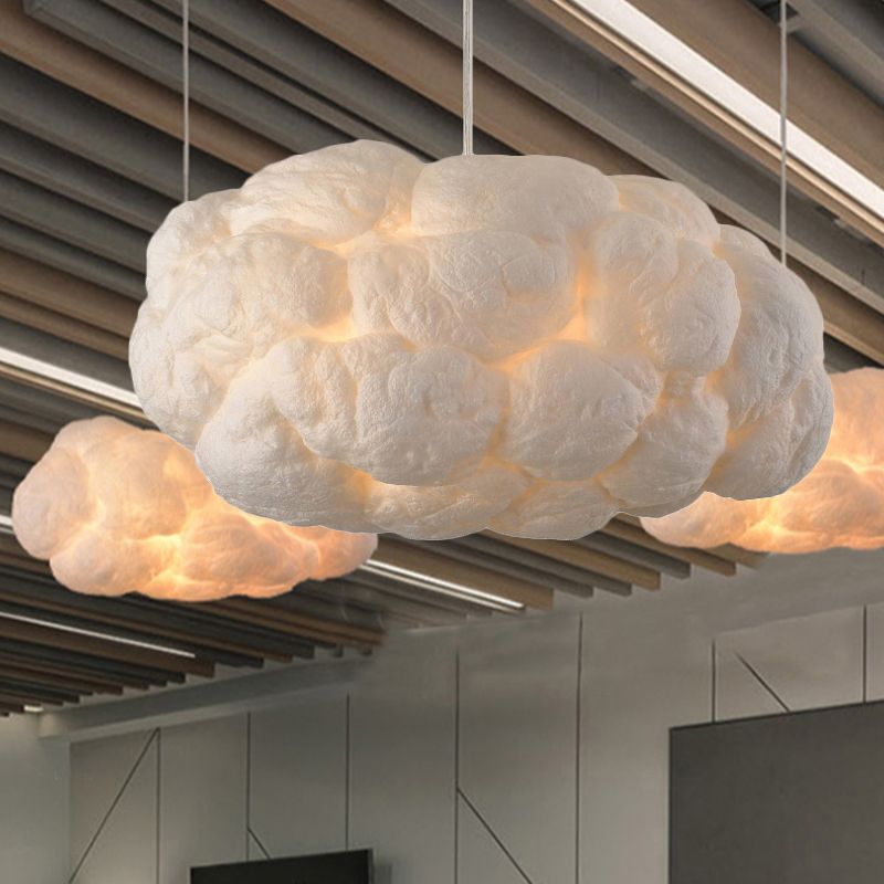Lámpara colgante LED de nube de diseño Minori PVC/algodón blanco