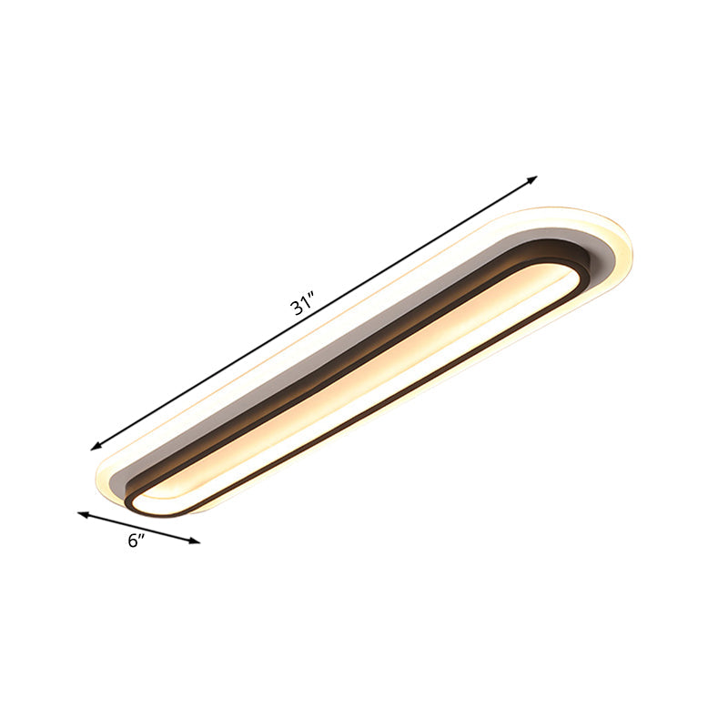 Lámpara de techo ovalada LED negra/blanca con difusor acrílico