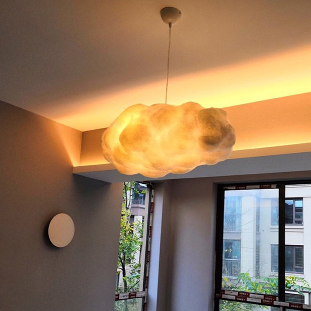 Lámpara colgante LED de nube de diseño Minori PVC/algodón blanco