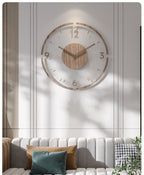 Nordic Silent Wall Decoration Clock Made of Real Wood, 35 cm