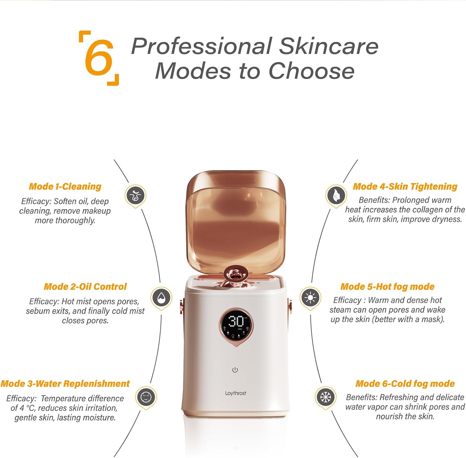 Professional 6-in-1 Ionic Facial Steamer for Deep Skin Cleaning