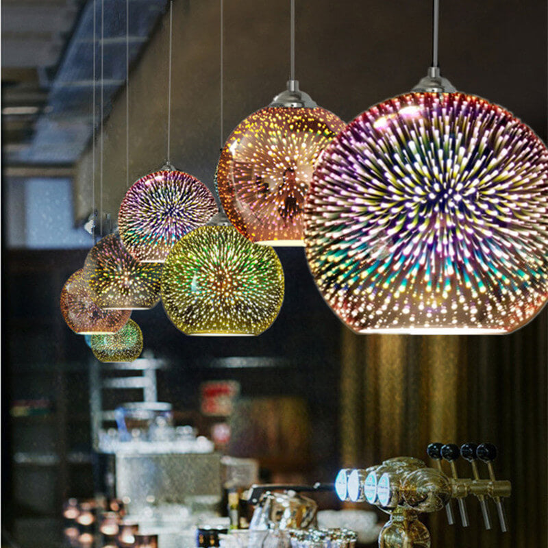 Modern Creative 3D Colorful Magical Glass 1-Light Dome Pendant Light lamp