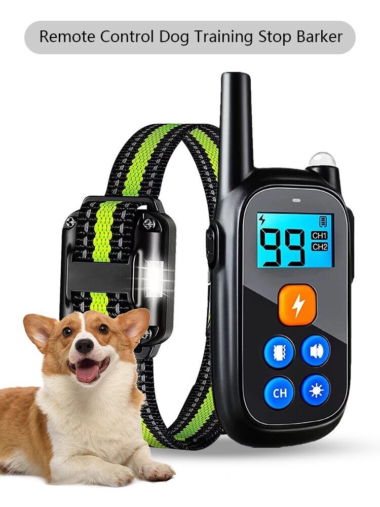 Collar eléctrico de choque anti-ladridos para entrenamiento de perros, obediencia, control remoto