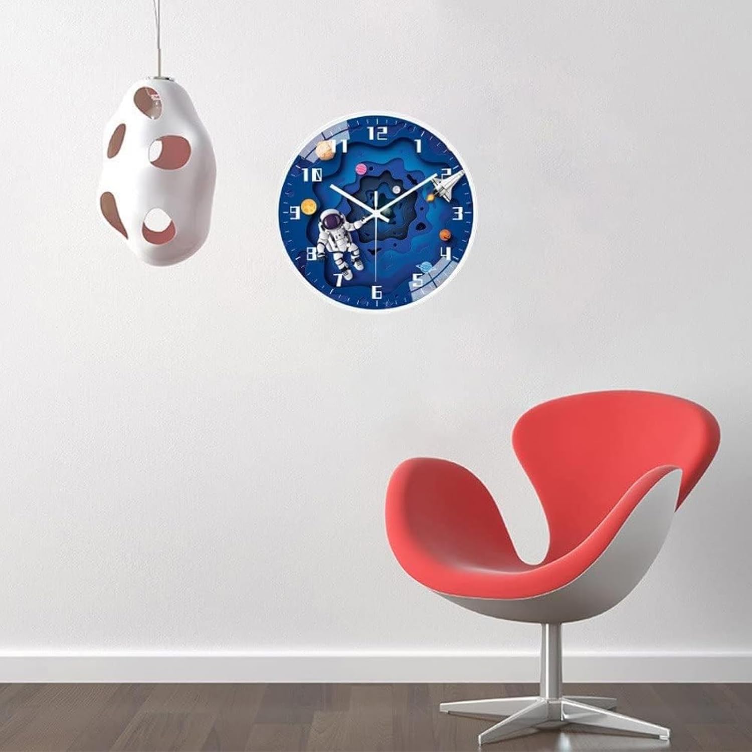 Astronaut Wall Clock for Kids - Colorful Space-Themed Timepiece with Silent Operation