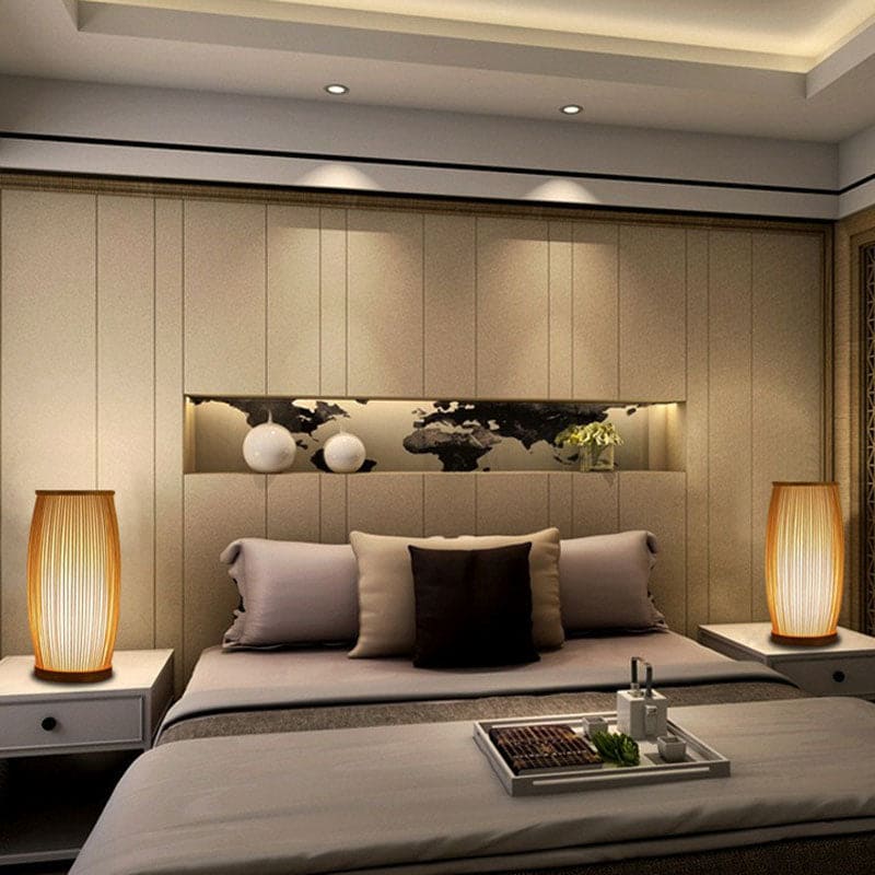 Bamboo Table Lamp - Rustic Natural Slat Design, Versatile Night Light & Desk Lamp for Home Decor