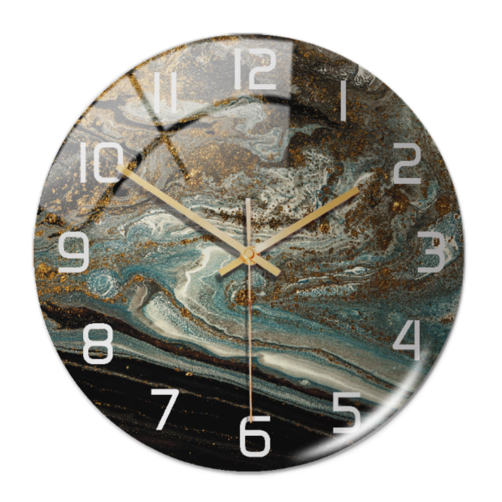 Colorful Marble Print Wall Clock with Silent Quartz Movement – 30 cm Diameter