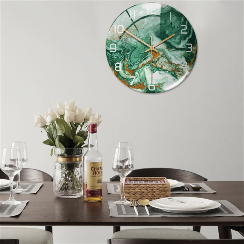 Colorful Marble Print Wall Clock with Silent Quartz Movement – 30 cm Diameter