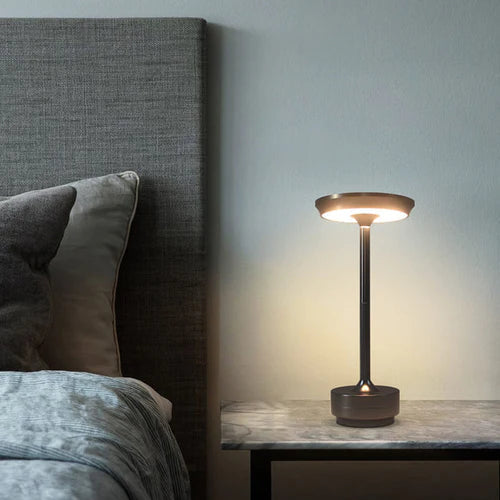 Cordless LED Table Lamp with Adjustable Brightness – Rechargeable Touch Control Light in Silver, Gold, and Black