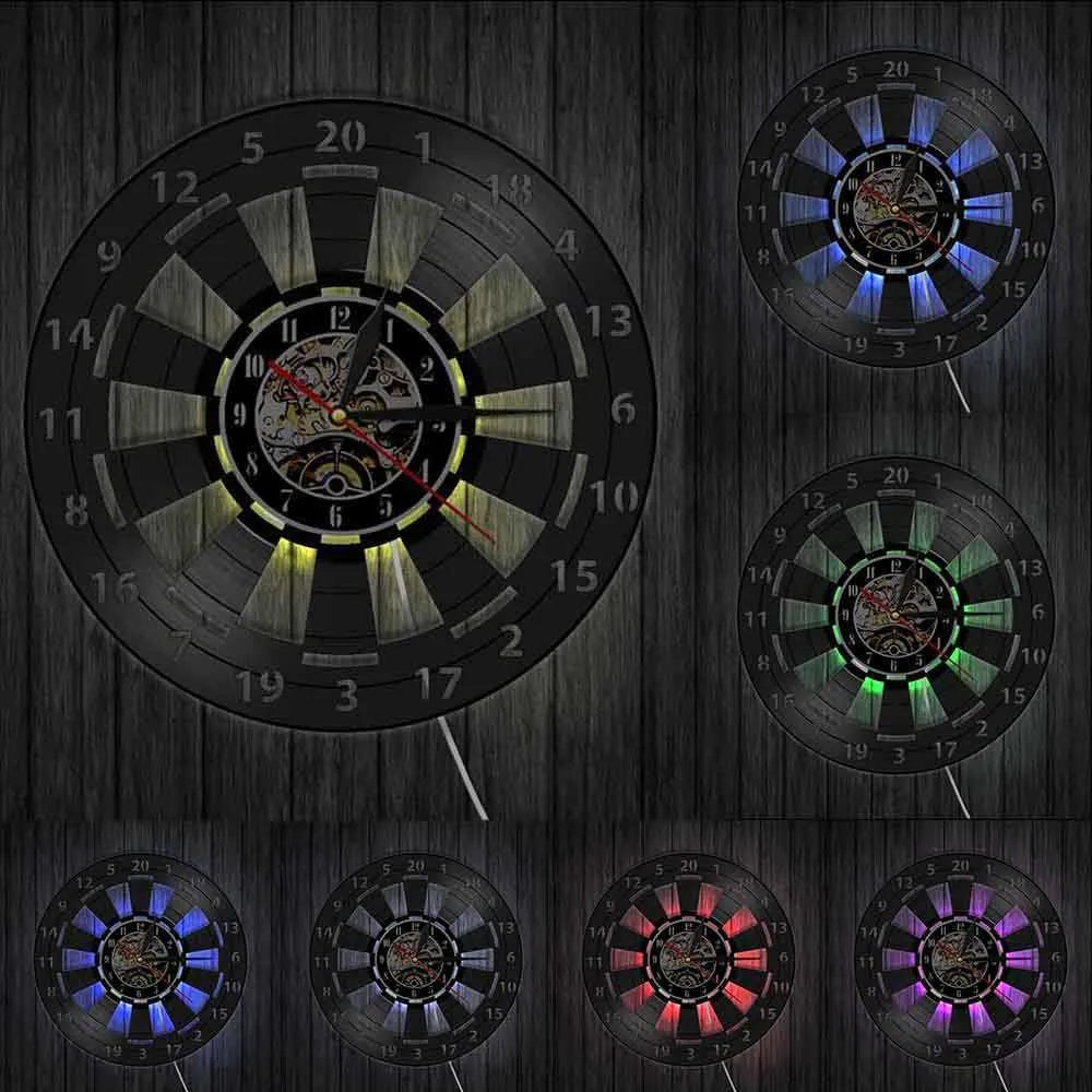 Dartboard Wall Clock – 30 cm Recycled Vinyl with Silent Quartz Movement for Game Room Decor