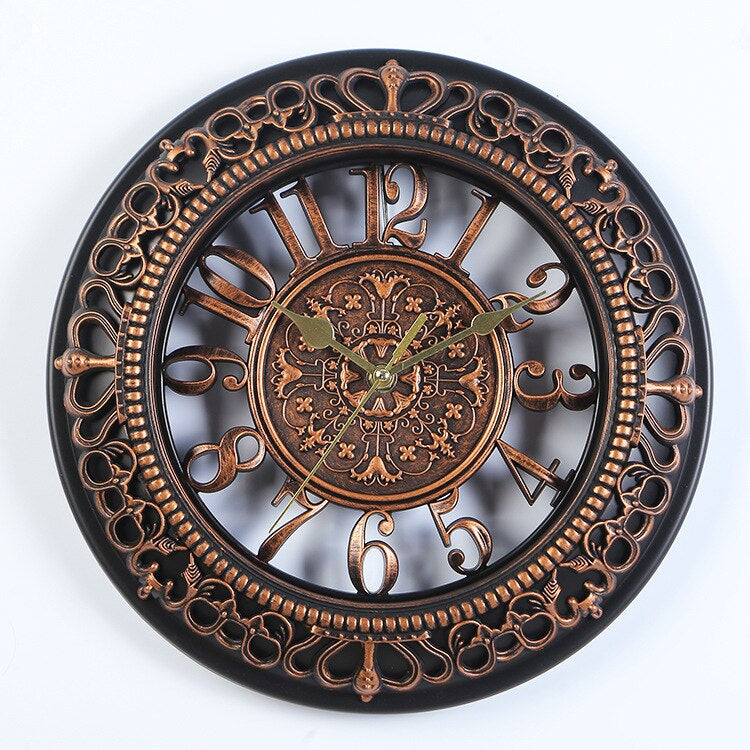 Elegant Antique Wall Clock with Metal Frame – Vintage Design, 40 cm Diameter