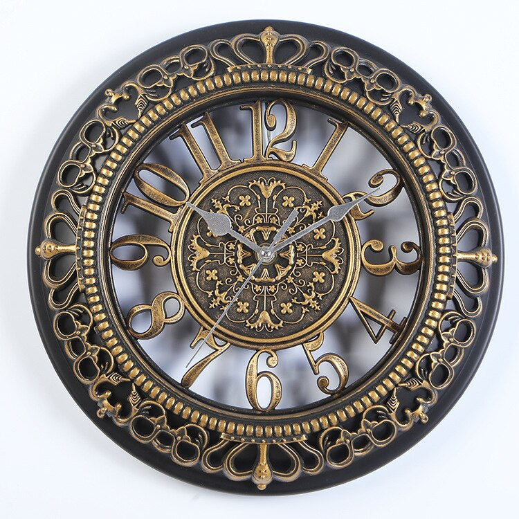 Elegant Antique Wall Clock with Metal Frame – Vintage Design, 40 cm Diameter