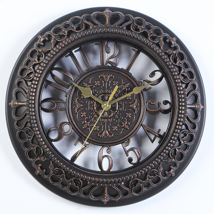 Elegant Antique Wall Clock with Metal Frame – Vintage Design, 40 cm Diameter