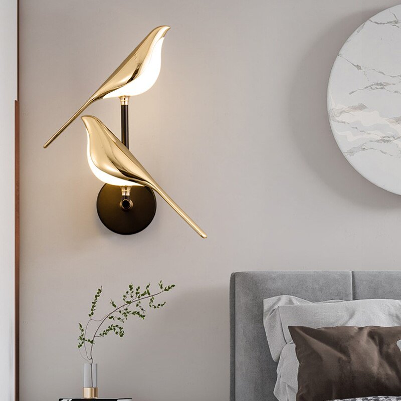 Elegant Bird-Shaped LED Wall Lamp with Dimmable Lighting and Adjustable Magnetic Feature