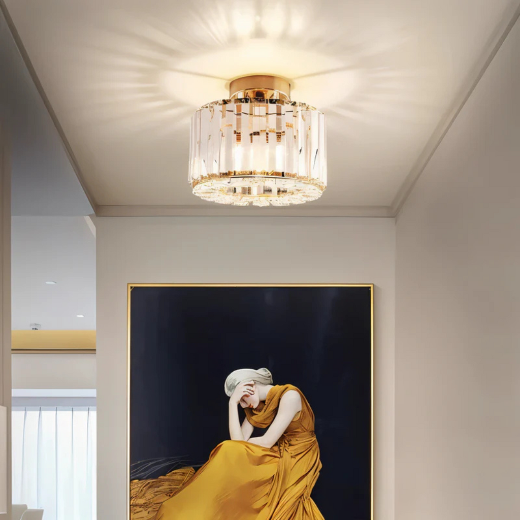 Elegant Crystal Ceiling Light Fixture – Modern LED Flush Mount Lamp for Living Room, Bedroom, and Kitchen