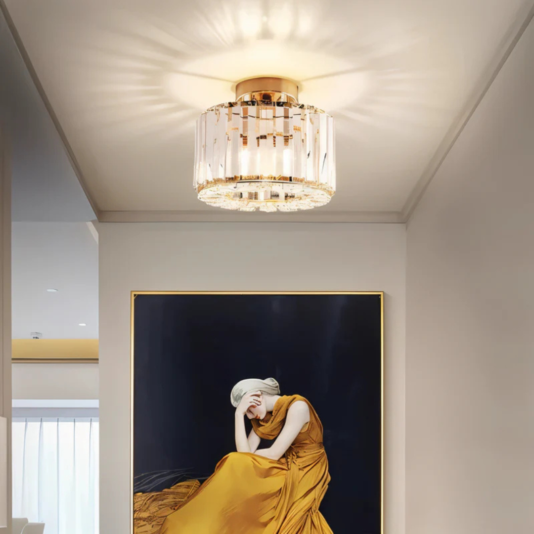 Elegant Crystal Ceiling Light Fixture – Modern LED Flush Mount Lamp for Living Room, Bedroom, and Kitchen