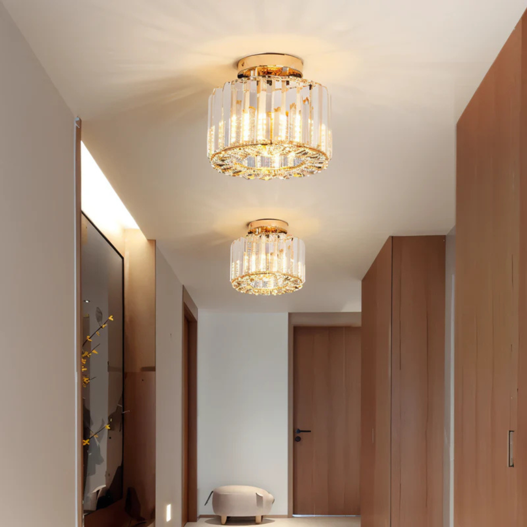 Elegant Crystal Ceiling Light Fixture – Modern LED Flush Mount Lamp for Living Room, Bedroom, and Kitchen