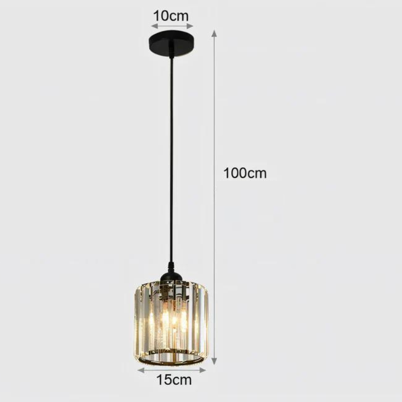 Elegant Crystal Pendant Light with Adjustable Height – Black or Gold Finish