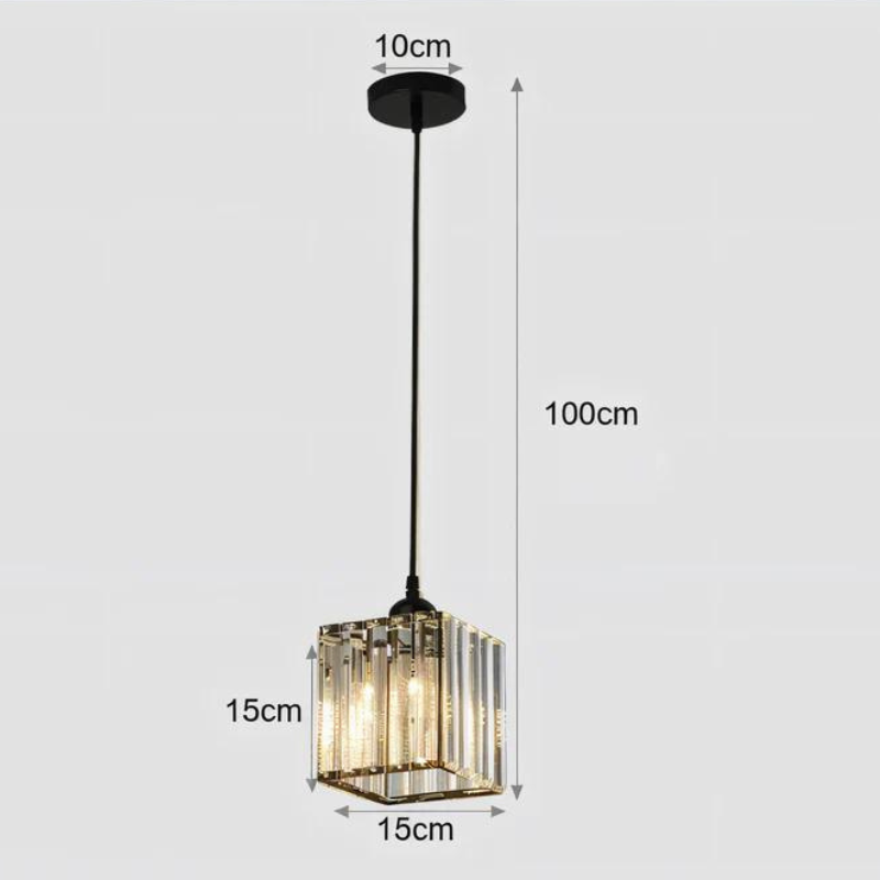 Elegant Crystal Pendant Light with Adjustable Height – Black or Gold Finish
