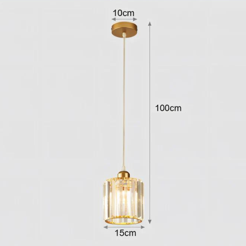 Elegant Crystal Pendant Light with Adjustable Height – Black or Gold Finish