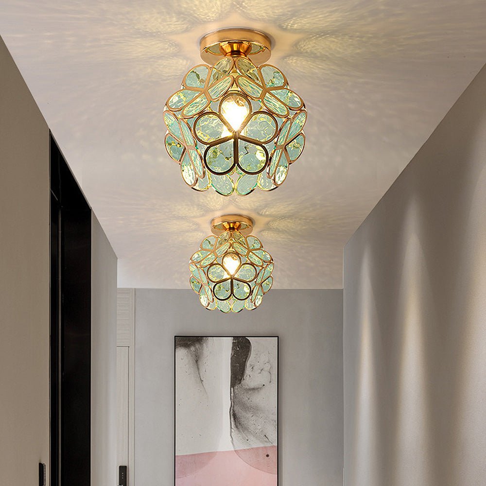 Elegant Glass Flower Ceiling Lamp – Unique Floral Design for Warm Ambiance
