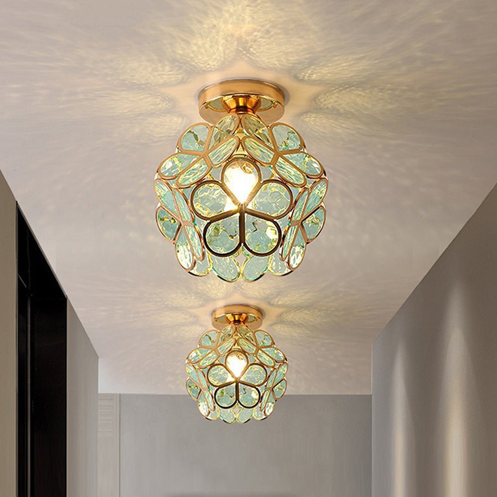 Elegant Glass Flower Ceiling Lamp – Unique Floral Design for Warm Ambiance