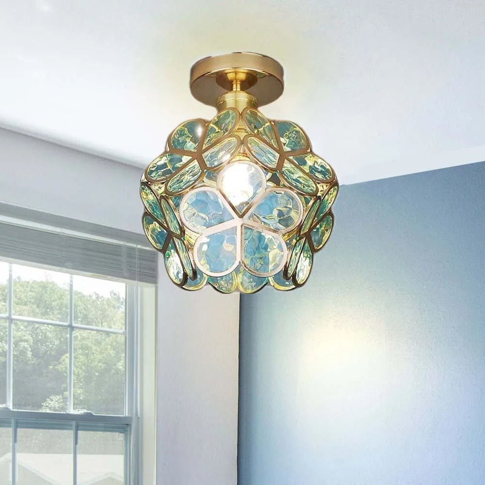 Elegant Glass Flower Ceiling Lamp – Unique Floral Design for Warm Ambiance