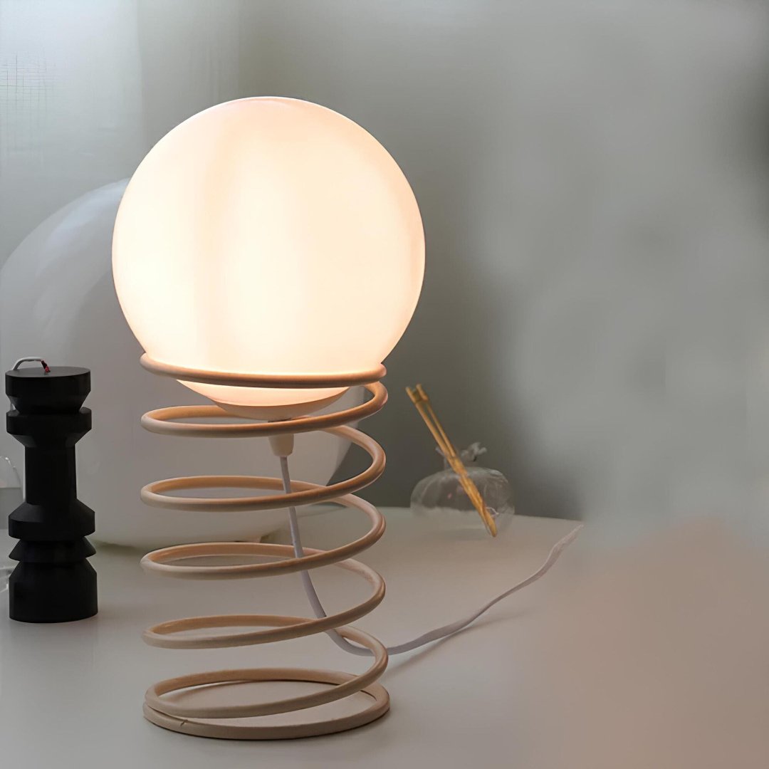 Elegant Glass and Metal Table Lamp with Warm White LED Light – Modern Minimalist Design
