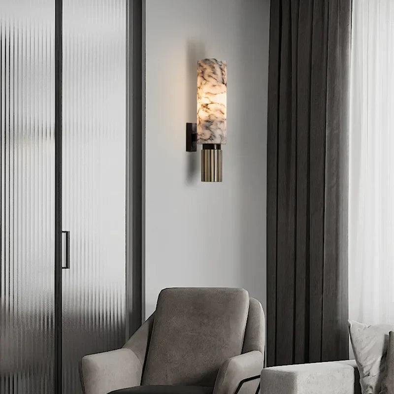 Elegant Marble LED Wall Lamp with Soft Ambient Lighting – Modern Luxury Wall Sconce