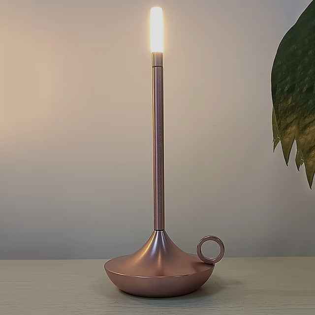 Elegant Nordic Candlestick Lamp – Rechargeable LED Table Light with Dimmable Function