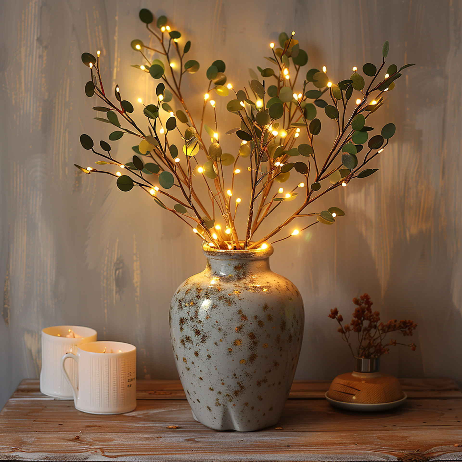 Enchanting Olive Branch Fairy Lights with 120 Warm White LEDs – 70cm Decorative Accent