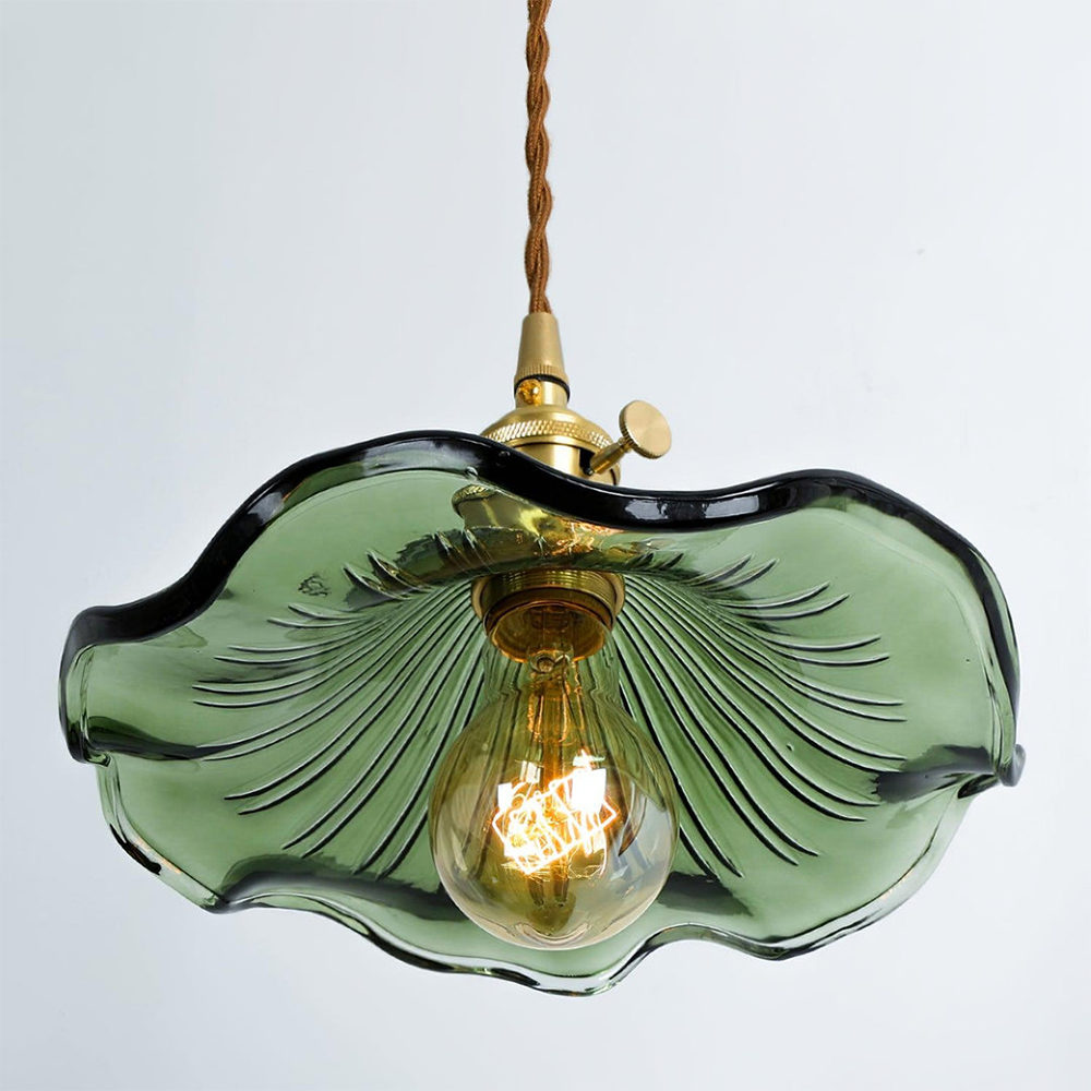 Hibiscus Flower Glass Pendant Light – Elegant Adjustable Ceiling Light Fixture for Kitchen and Home Decor