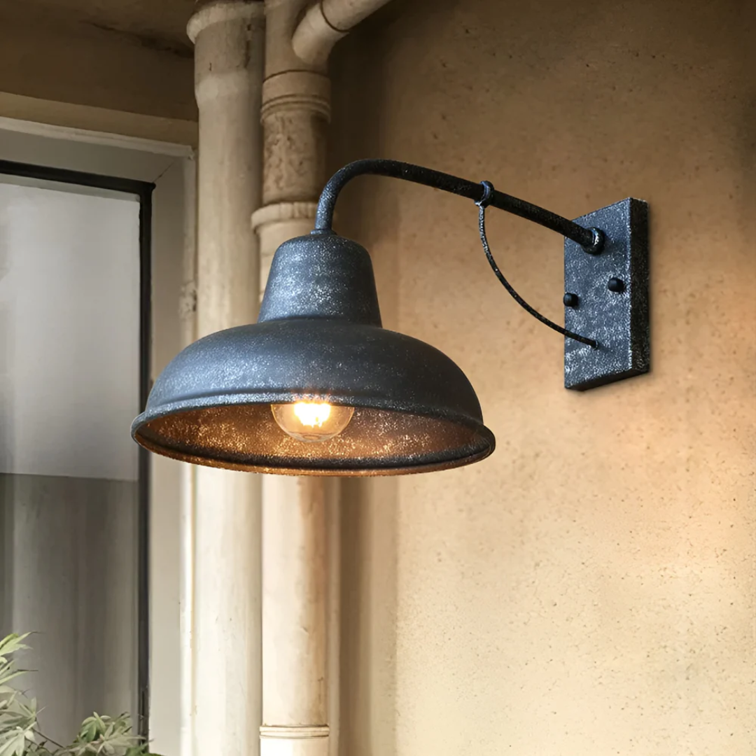 Industrial LED Outdoor Wall Light – Black Metal Design, IP65 Weatherproof, Energy Efficient Exterior Lantern for Garden and Patio