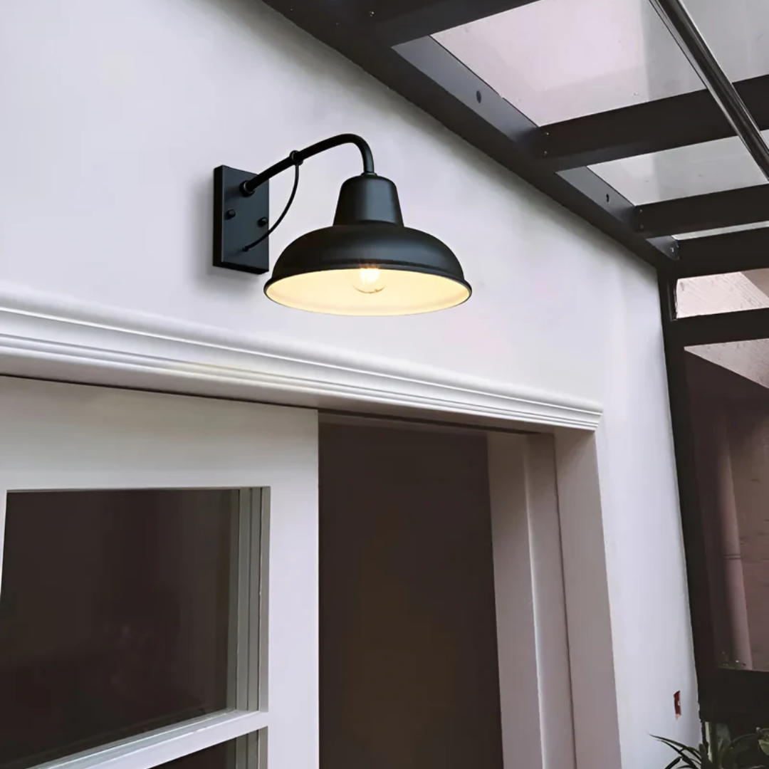 Industrial LED Outdoor Wall Light – Black Metal Design, IP65 Weatherproof, Energy Efficient Exterior Lantern for Garden and Patio