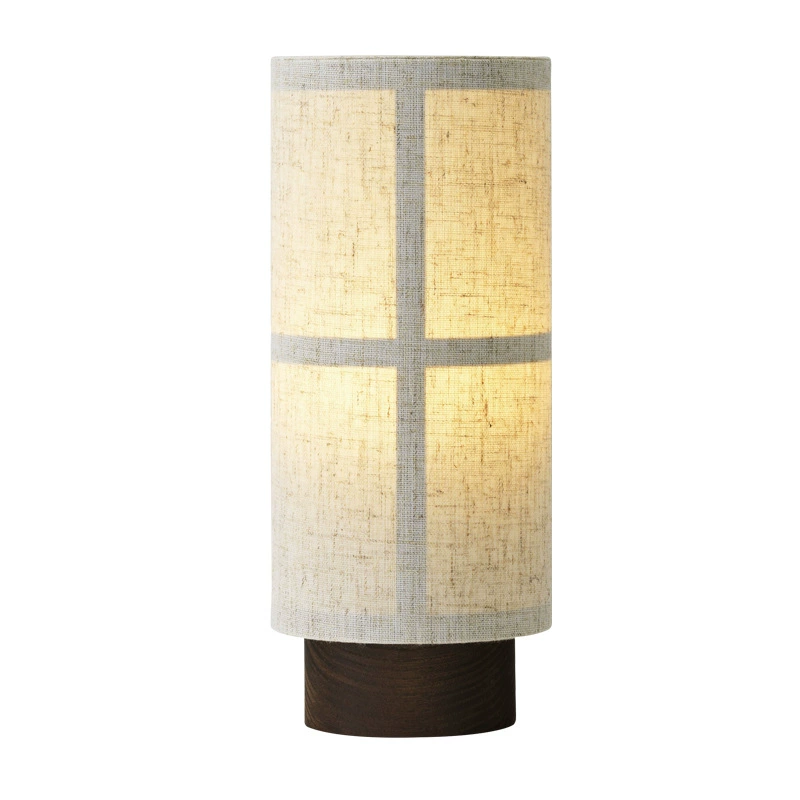 Japanese Silk Table Lamp with Wooden Base