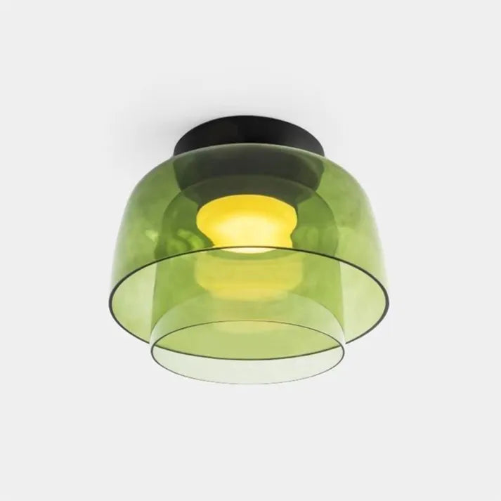 Medieval Glass Ceiling Lamp with Three-Color Changing Light – Elegant Nordic Design