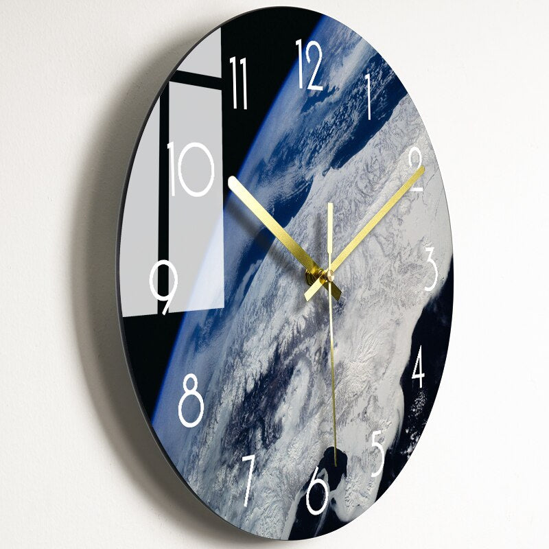 Modern 30cm Glass Wall Clock with Silent Quartz Movement and Scratch-Resistant Surface